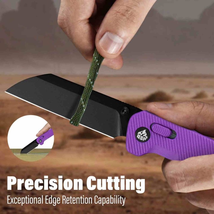 Couteau QSP Penguin Lame Sheepfoot Acier 14C28N Finition Noire Manche FRN Violet Glyde-Lock QS130GLE2 - Livraison Gratuite