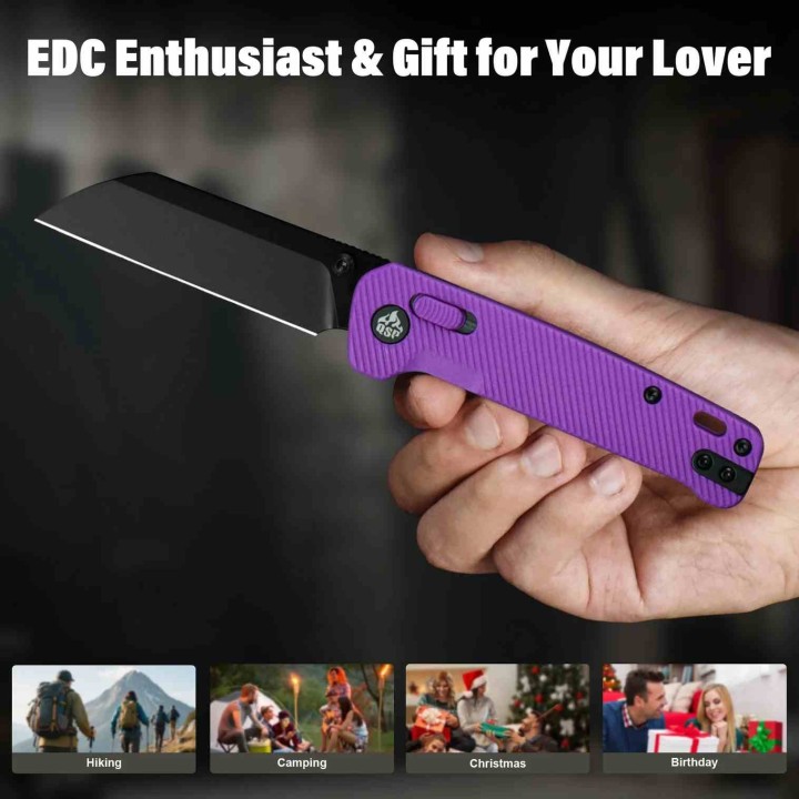 Couteau QSP Penguin Lame Sheepfoot Acier 14C28N Finition Noire Manche FRN Violet Glyde-Lock QS130GLE2 - Livraison Gratuite