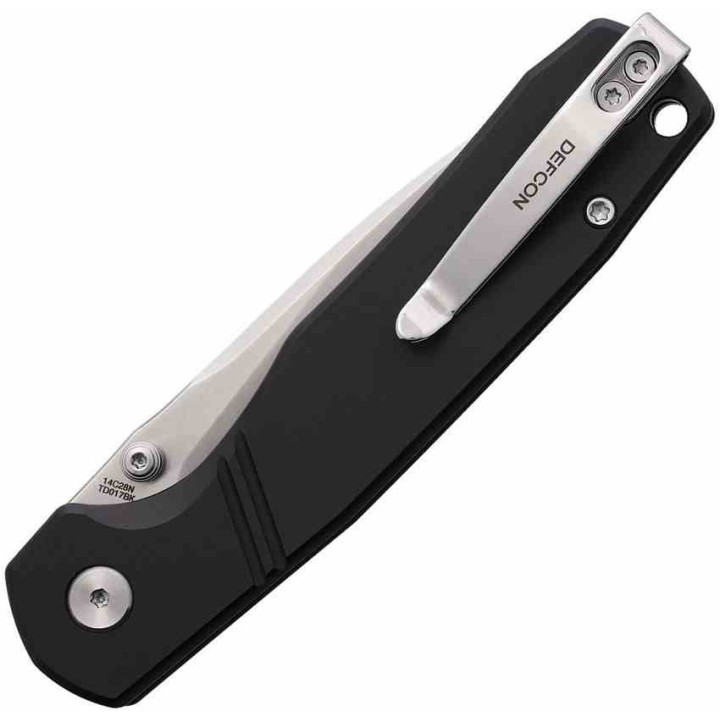Couteau Defcon Delta Drop Point Lame Acier 14C28N Manche Aluminium Sécurité Button Lock TD017BK - Livraison Gratuite