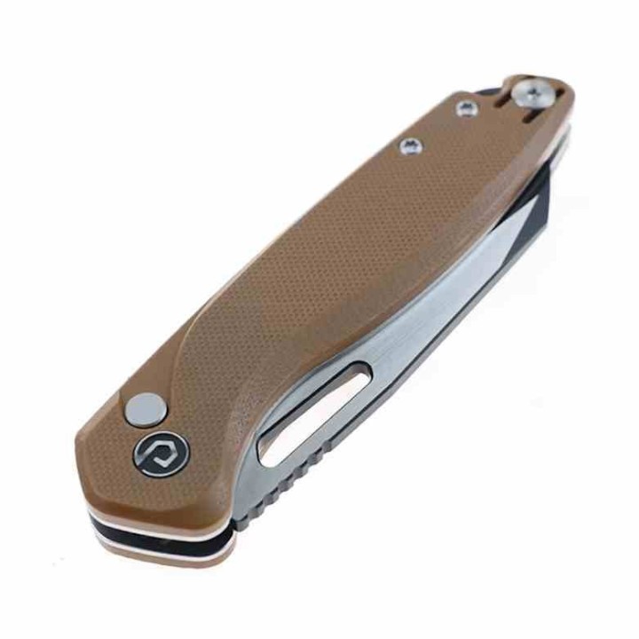 Couteau Defcon Warhawk Sheepfoot Lame Acier 14C28N Manche Tan G10 Sécurité Button Lock TD020BR - Livraison Gratuite