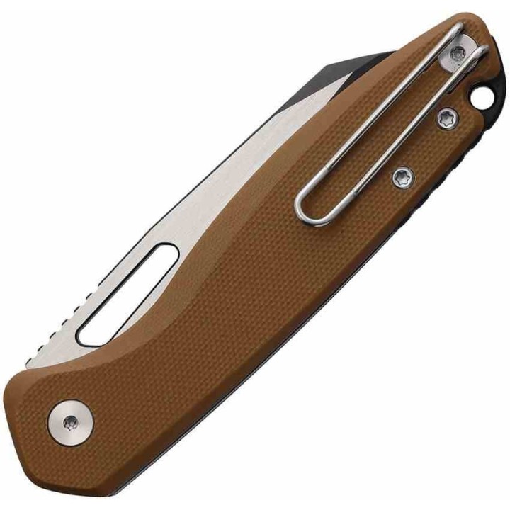 Couteau Defcon Warhawk Sheepfoot Lame Acier 14C28N Manche Tan G10 Sécurité Button Lock TD020BR - Livraison Gratuite