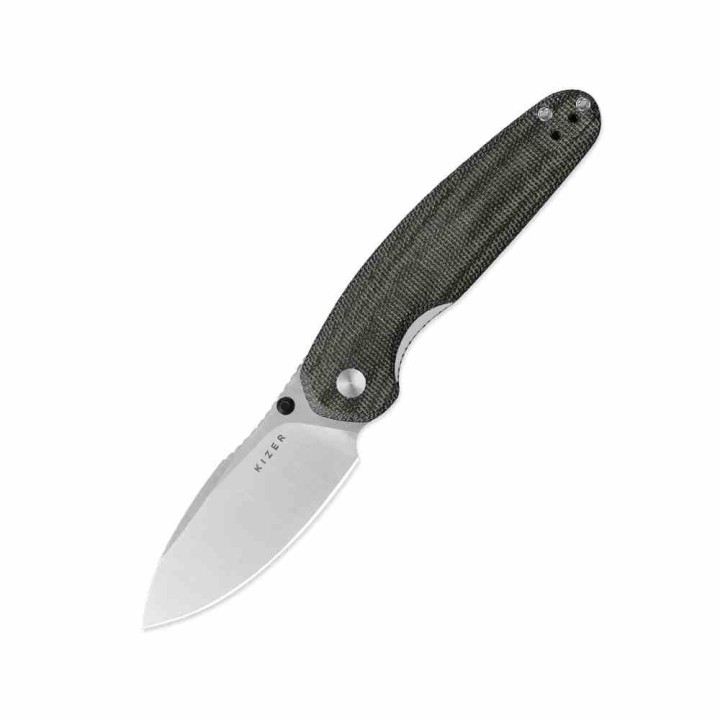 Couteau Kizer Meteora Lame Drop Point Acier Nitro-V Manche Micarta Noir Liner Lock KIV3730A1 - Livraison Gratuite