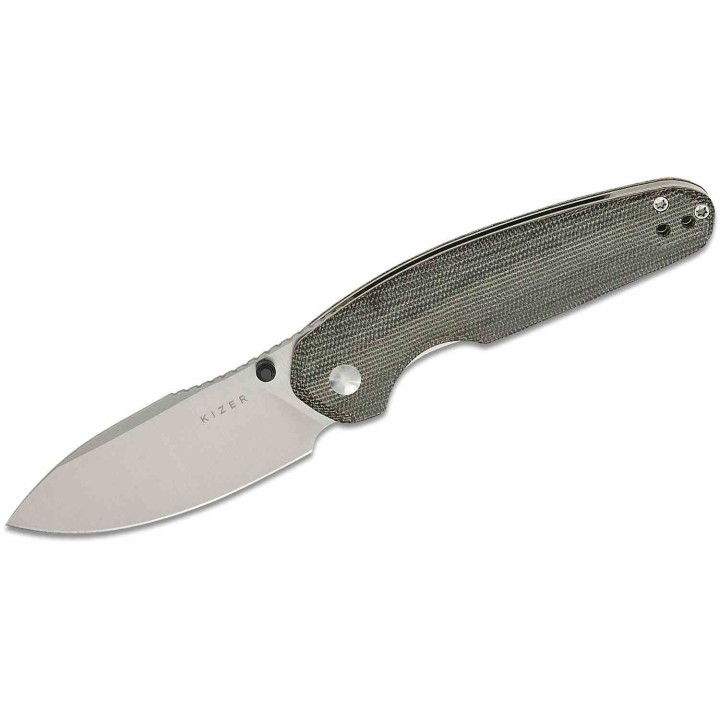 Couteau Kizer Meteora Lame Drop Point Acier Nitro-V Manche Micarta Noir Liner Lock KIV3730A1 - Livraison Gratuite