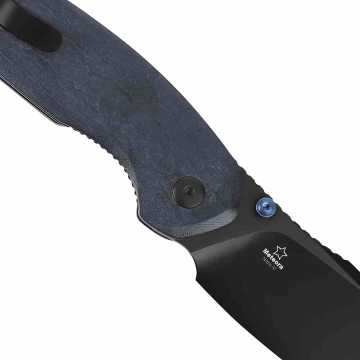 Couteau Kizer Meteora Lame Acier Nitro-V Black Manche Richlite Blue Canyon Liner Lock KIV3730A3 - Livraison Gratuite