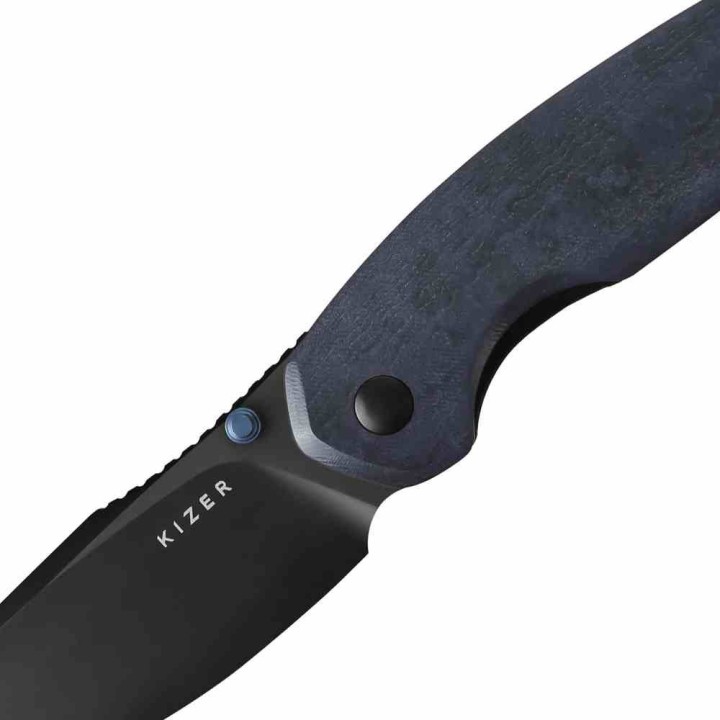 Couteau Kizer Meteora Lame Acier Nitro-V Black Manche Richlite Blue Canyon Liner Lock KIV3730A3 - Livraison Gratuite
