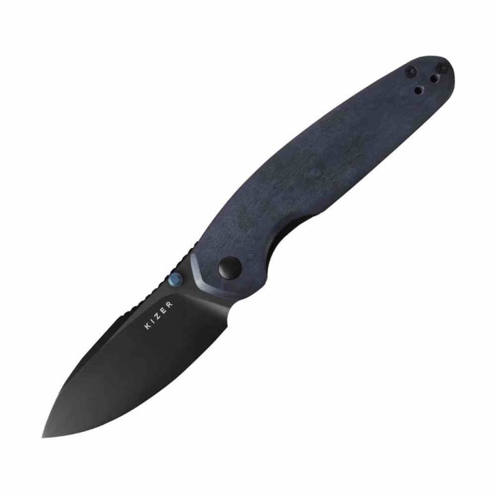 Couteau Kizer Meteora Lame Acier Nitro-V Black Manche Richlite Blue Canyon Liner Lock KIV3730A3 - Livraison Gratuite