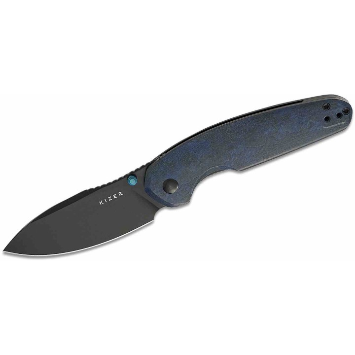 Couteau Kizer Meteora Lame Drop Point Acier Nitro-V Manche Aluminium Noir Liner Lock KIV3730A2 - Livraison Gratuite