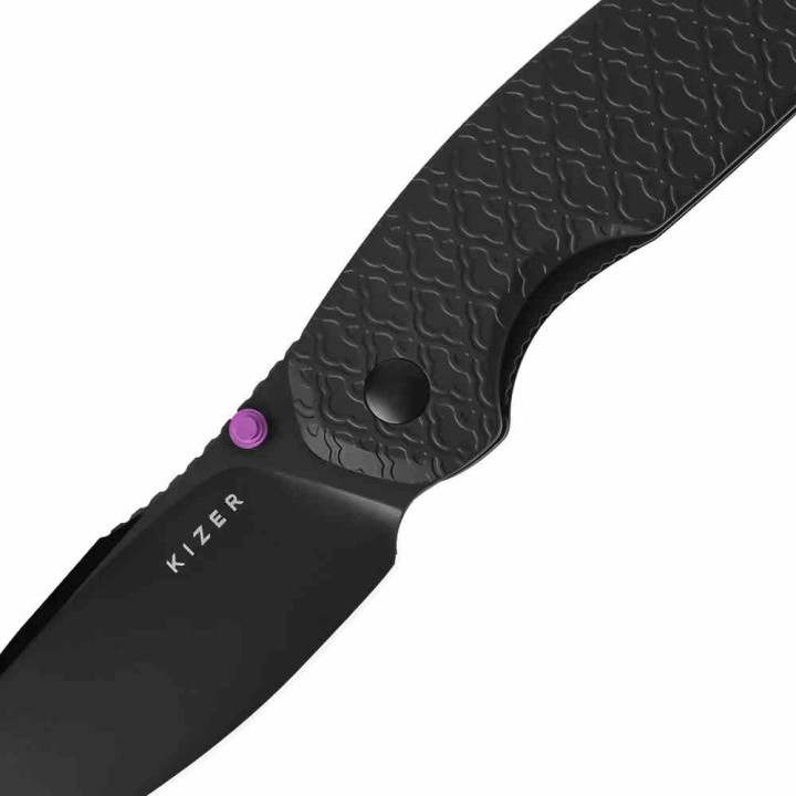 Couteau Kizer Meteora Lame Drop Point Acier Nitro-V Manche Aluminium Noir Liner Lock KIV3730A2 - Livraison Gratuite