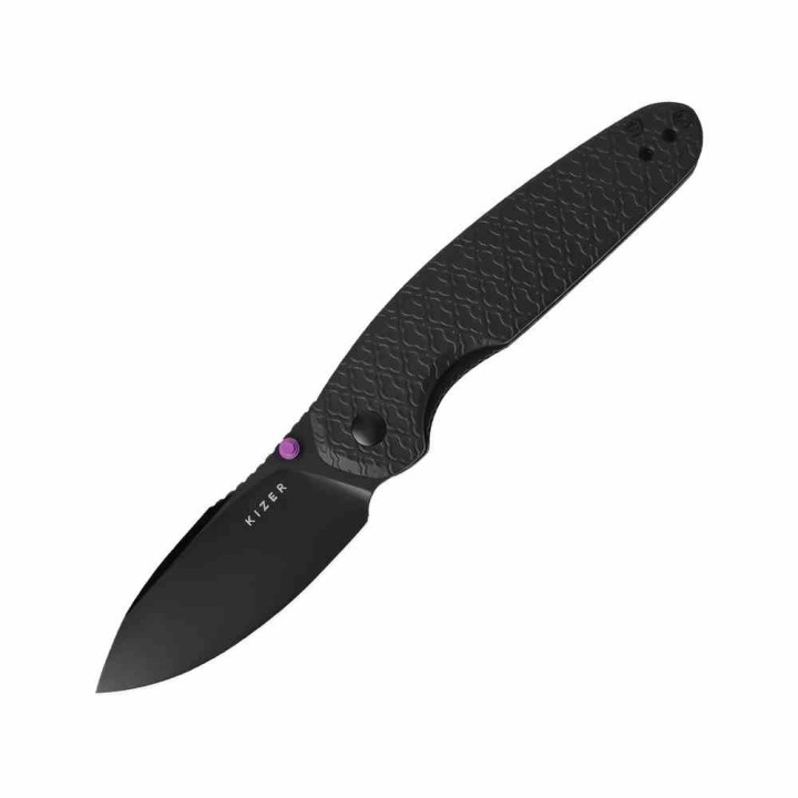 Couteau Kizer Meteora Lame Drop Point Acier Nitro-V Manche Aluminium Noir Liner Lock KIV3730A2 - Livraison Gratuite