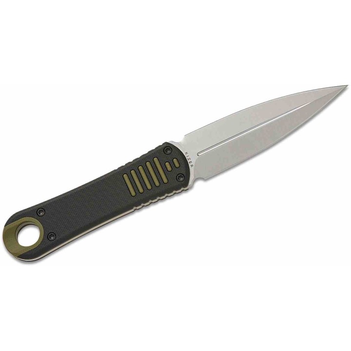Couteau Kizer Hidden Agenda Lame Dague Acier AEB-L Manche G10 Black/Green Gaine Kydex KI1083A2 - Livraison Gratuite