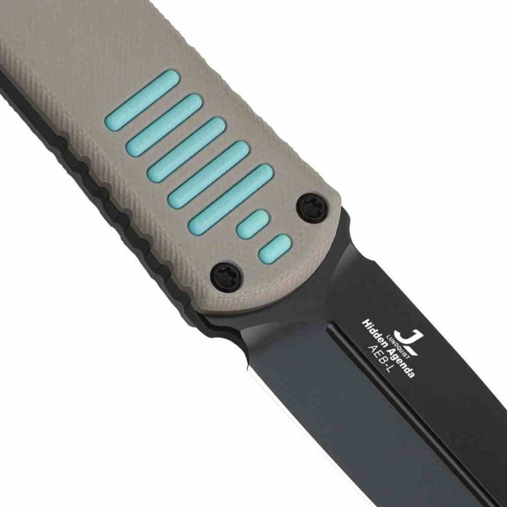 Couteau Kizer Hidden Agenda Lame Dague Acier AEB-L Noire Manche G10 Gris/Bleu Gaine Kydex KI1083A3 - Livraison Gratuite