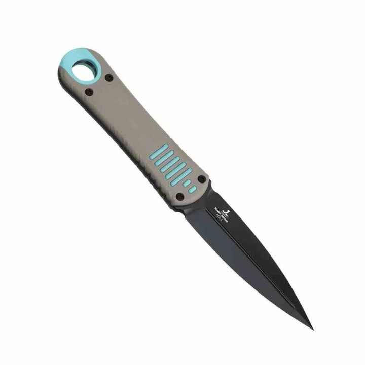 Couteau Kizer Hidden Agenda Lame Dague Acier AEB-L Noire Manche G10 Gris/Bleu Gaine Kydex KI1083A3 - Livraison Gratuite