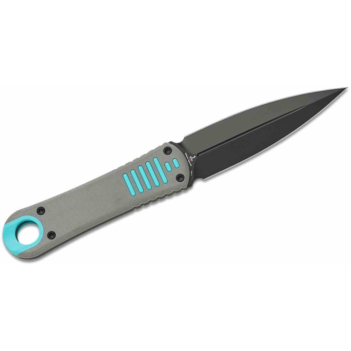 Couteau Kizer Hidden Agenda Lame Dague Acier AEB-L Noire Manche G10 Gris/Bleu Gaine Kydex KI1083A3 - Livraison Gratuite