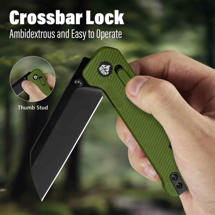 Couteau QSP Penguin Glyde Lock Lame Sheepfoot Acier 14C28N Manche FRN Vert Crossbar QS130GLB2 - Livraison Gratuite