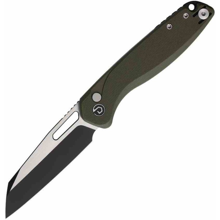 Couteau Defcon Warhawk Lame Sheepfoot 14C28N Manche Micarta Olive Button Lock IKBS TD020OD - Livraison Gratuite