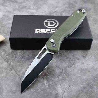 Couteau Defcon Warhawk Lame Sheepfoot 14C28N Manche Micarta Olive Button Lock IKBS TD020OD - Livraison Gratuite
