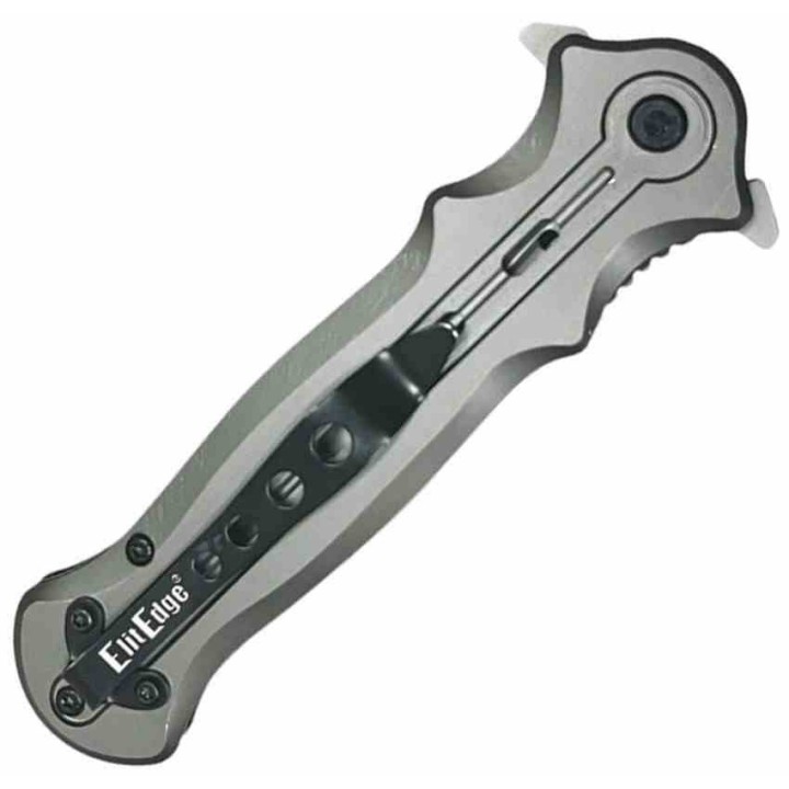 Couteau ElitEdge A/O Lame Dague Acier 8Cr13MoV Manche Acier Linerlock Clip EE10B010GY - Livraison Gratuite