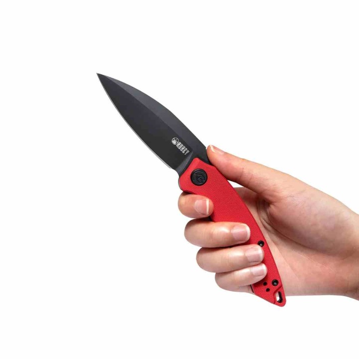 Couteau Kubey Leaf Lame Spear Point Acier AUS-10 Black Manche G10 Rouge Linerlock KIVT KUB333B - Livraison Gratuite
