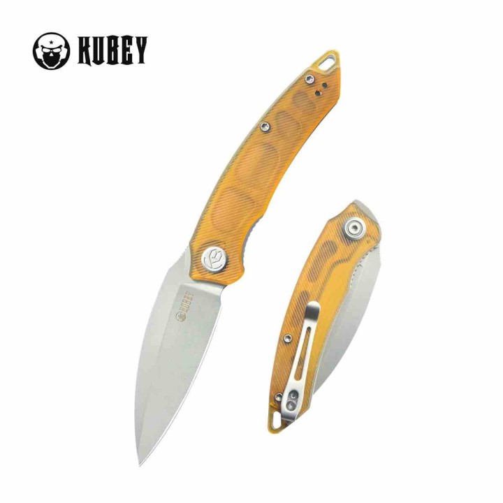 Couteau Kubey Leaf Lame Acier AUS-10 Beadblast Manche Ultem Linerlock KIVT KUB333G - Livraison Gratuite