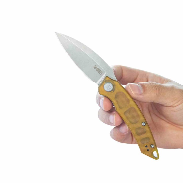 Couteau Kubey Leaf Lame Acier AUS-10 Beadblast Manche Ultem Linerlock KIVT KUB333G - Livraison Gratuite
