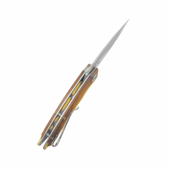 Couteau Kubey Leaf Lame Acier AUS-10 Beadblast Manche Ultem Linerlock KIVT KUB333G - Livraison Gratuite