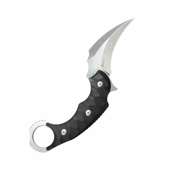 Couteau Kubey Velociraptor Black Karambit Lame Trailing Point Acier 14C28N Manche G10 Étui Kydex KUB448A  - Livraison Gratuite