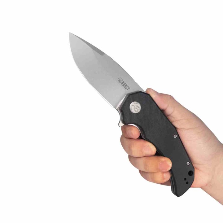 Couteau Kubey Bravo One Lame Drop Point Acier AUS-10 Manche G10 Noir Linerlock IKBS KUB319H - Livraison Gratuite