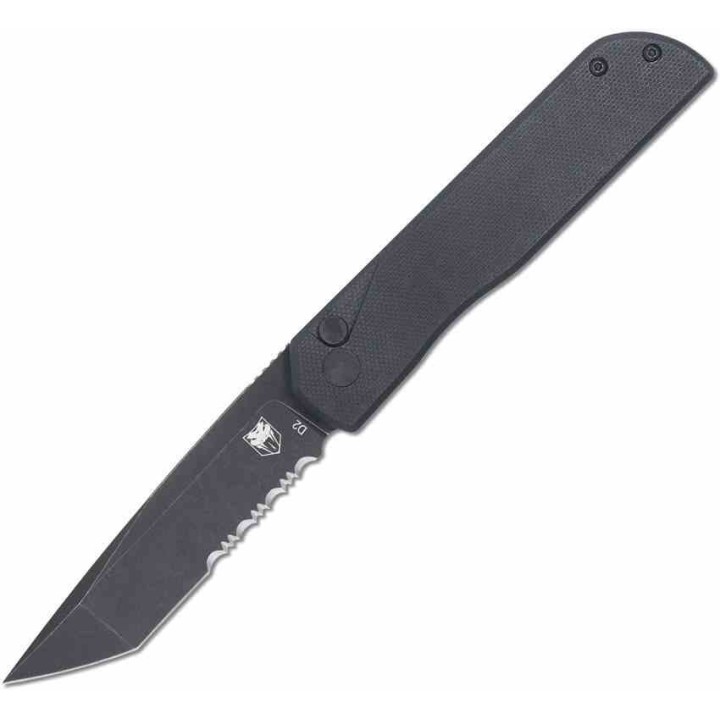 Couteau Cobratec Prowler Button Lock Lame Tanto D2 Serr Manche G10 Noir - Clip CBTPLRBKBTS - Livraison Gratuite