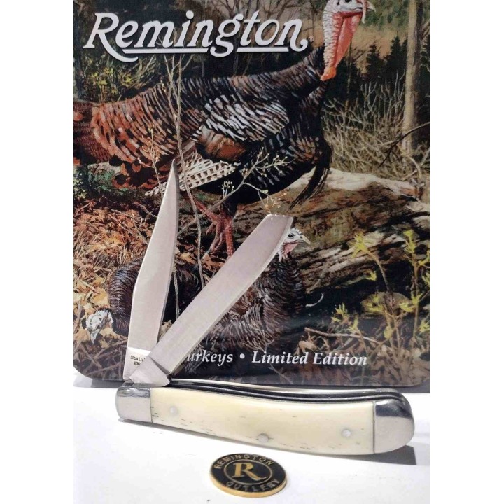 Set 2 Couteaux Remington Turkey Boite Collector Cadeau Lames Acier Inoxydable Manches Os R15687 - Livraison Gratuite