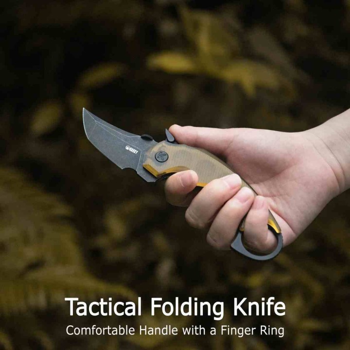 Couteau Kubey Jaw Karambit Lame Tanto Acier 14C28N Manche Ultem Translucide Linerlock KIVT KUB439C - Livraison Gratuite