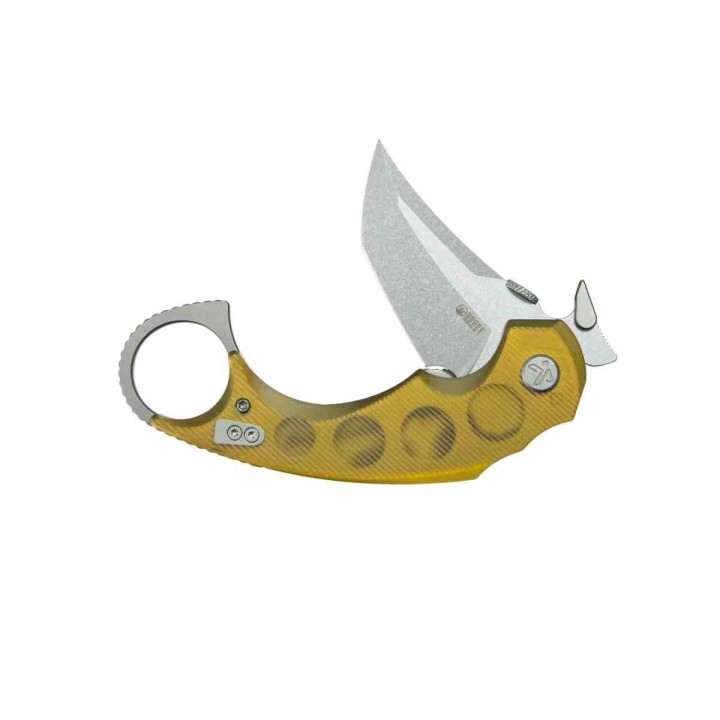 Couteau Kubey Jaw Karambit Lame Tanto Acier 14C28N Manche Ultem Translucide Linerlock KIVT KUB439C - Livraison Gratuite