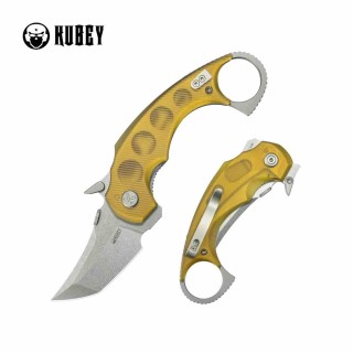 Couteau Kubey Jaw Karambit Lame Tanto Acier 14C28N Manche Ultem Translucide Linerlock KIVT KUB439C - Livraison Gratuite