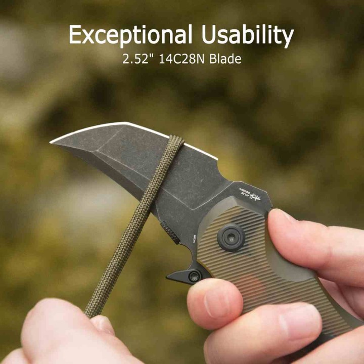 Couteau Kubey Jaw Karambit Lame Tanto Acier 14C28N Manche Ultem Translucide Linerlock KIVT KUB439C - Livraison Gratuite