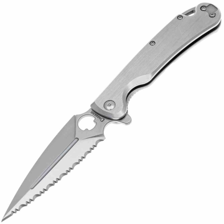 Couteau Daggerr Knives Arrow Lame Spear Point D2 Serr Satin Manche Acier Frame Lock Clip DGRF21FSSS - Livraison Gratuite
