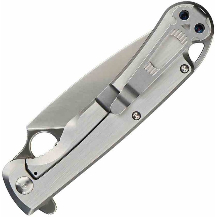 Couteau Daggerr Knives Arrow Lame Spear Point D2 Serr Satin Manche Acier Frame Lock Clip DGRF21FSSS - Livraison Gratuite