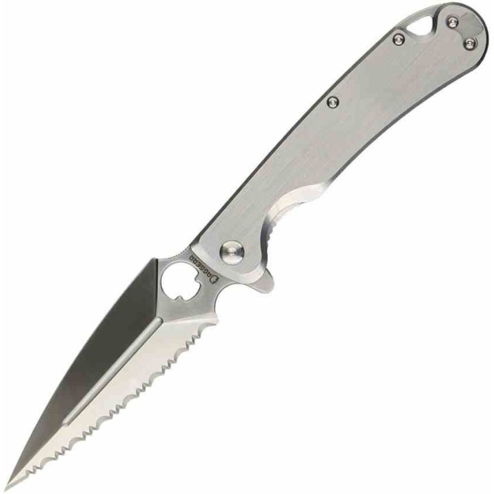 Couteau Daggerr Knives Arrow Lame Spear Point D2 Serr Satin Manche Acier Frame Lock Clip DGRF21FSSS - Livraison Gratuite