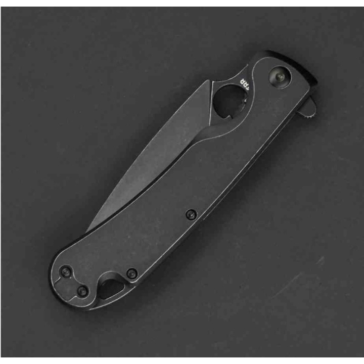 Couteau Daggerr Knives Zhalo Lame Spear Point D2 Black Manche Acier Black Frame Lock Clip DGRF22FBB - Livraison Gratuite