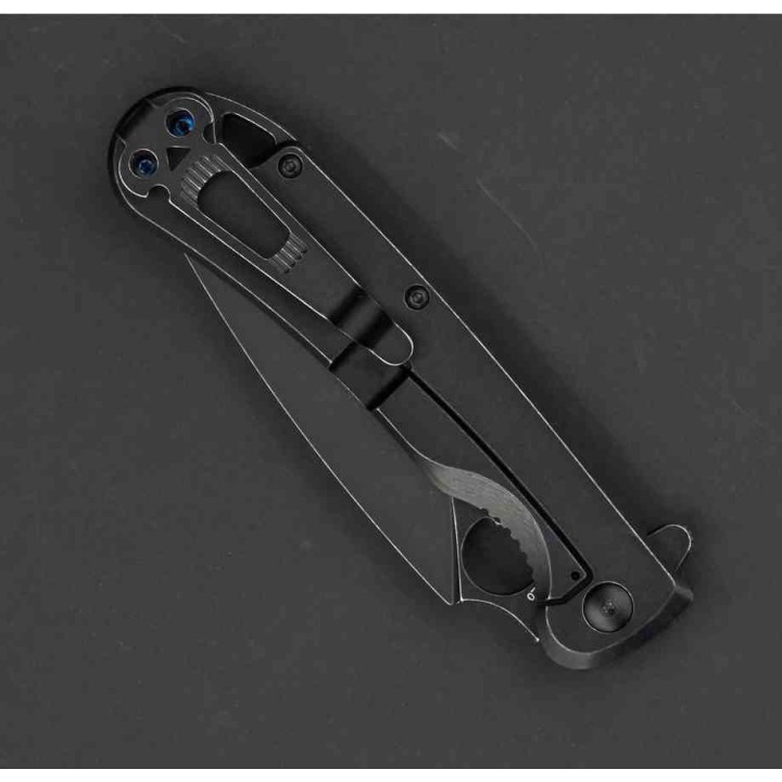 Couteau Daggerr Knives Zhalo Lame Spear Point D2 Black Manche Acier Black Frame Lock Clip DGRF22FBB - Livraison Gratuite