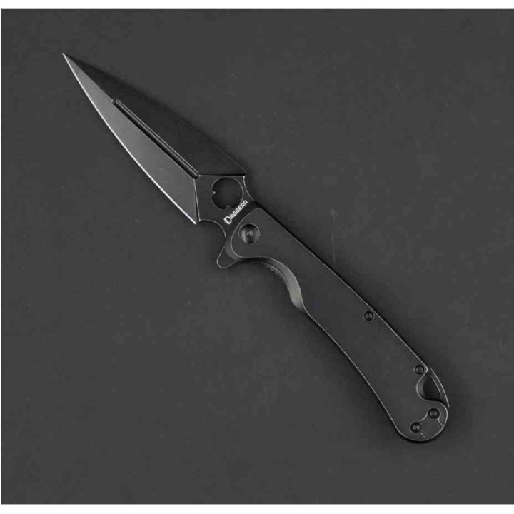 Couteau Daggerr Knives Zhalo Lame Spear Point D2 Black Manche Acier Black Frame Lock Clip DGRF22FBB - Livraison Gratuite