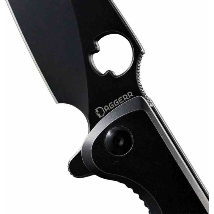 Couteau Daggerr Knives Zhalo Lame Spear Point D2 Black Manche Acier Black Frame Lock Clip DGRF22FBB - Livraison Gratuite