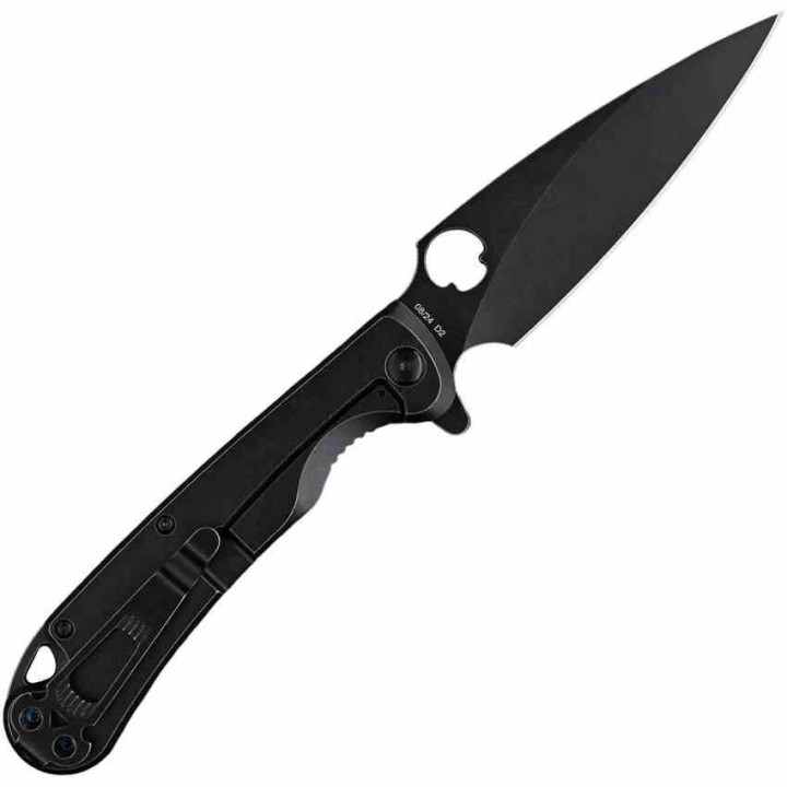 Couteau Daggerr Knives Zhalo Lame Spear Point D2 Black Manche Acier Black Frame Lock Clip DGRF22FBB - Livraison Gratuite