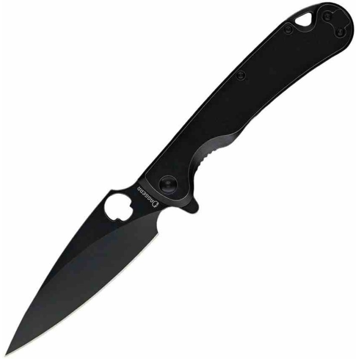 Couteau Daggerr Knives Zhalo Lame Spear Point D2 Black Manche Acier Black Frame Lock Clip DGRF22FBB - Livraison Gratuite