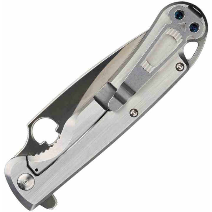Couteau Daggerr Knives Zhalo Lame Spear Point Acier D2 Satin Manche Acier Inox Frame Lock Clip DGRF22FSS - Livraison Gratuite