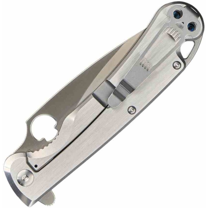Couteau Daggerr Knives Zhalo Lame Spear Point D2 Serrated Satin Manche Acier Frame Lock Clip DGRF22FSSS - Livraison Gratuite