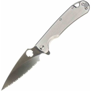 Couteau Daggerr Knives Zhalo Lame Spear Point D2 Serrated Satin Manche Acier Frame Lock Clip DGRF22FSSS - Livraison Gratuite