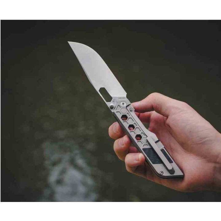Couteau Artisan Cutlery Beest Lame Acier S35VN SW Manche Titane/Fibre Carbone Frame Lock ATZ1878GGY - Livraison Gratuite