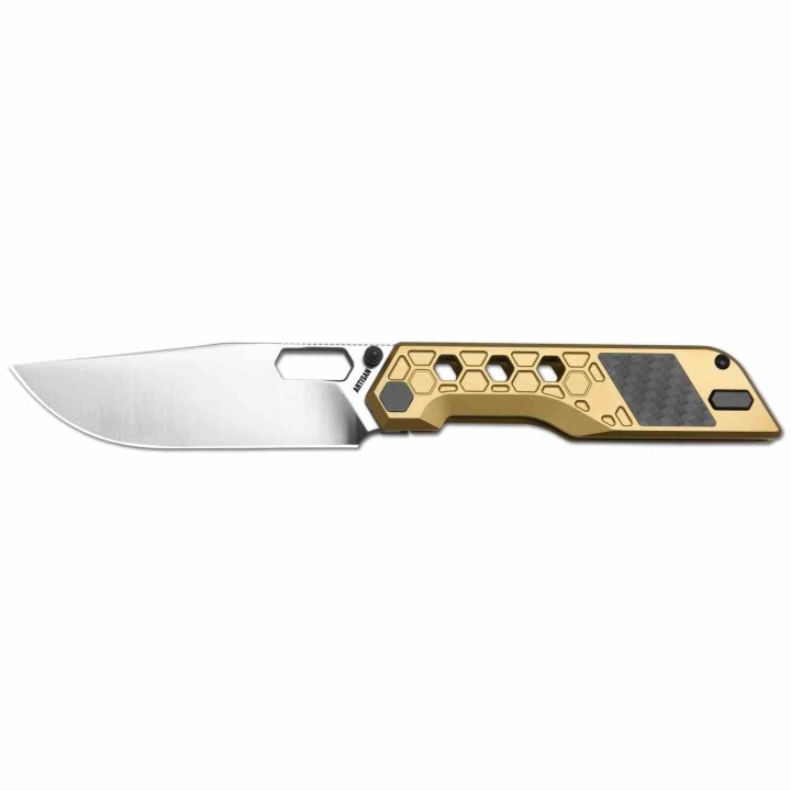 Couteau Artisan Cutlery Beest Lame Acier S35VN Manche Titane Gold/Fibre Carbone Frame Lock ATZ1878GGL - Livraison Gratuite
