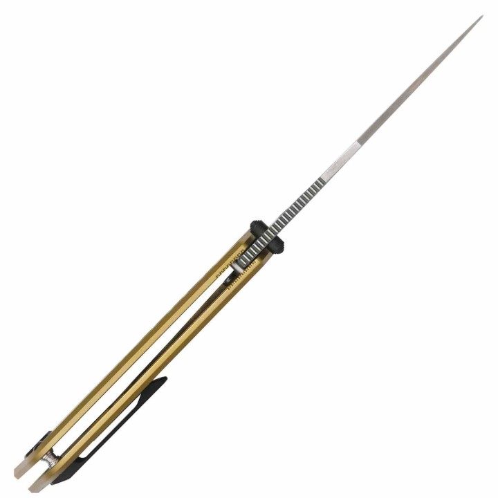 Couteau Artisan Cutlery Beest Lame Acier S35VN Manche Titane Gold/Fibre Carbone Frame Lock ATZ1878GGL - Livraison Gratuite