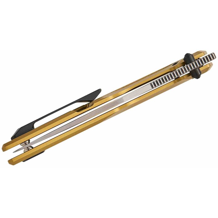 Couteau Artisan Cutlery Beest Lame Acier S35VN Manche Titane Gold/Fibre Carbone Frame Lock ATZ1878GGL - Livraison Gratuite