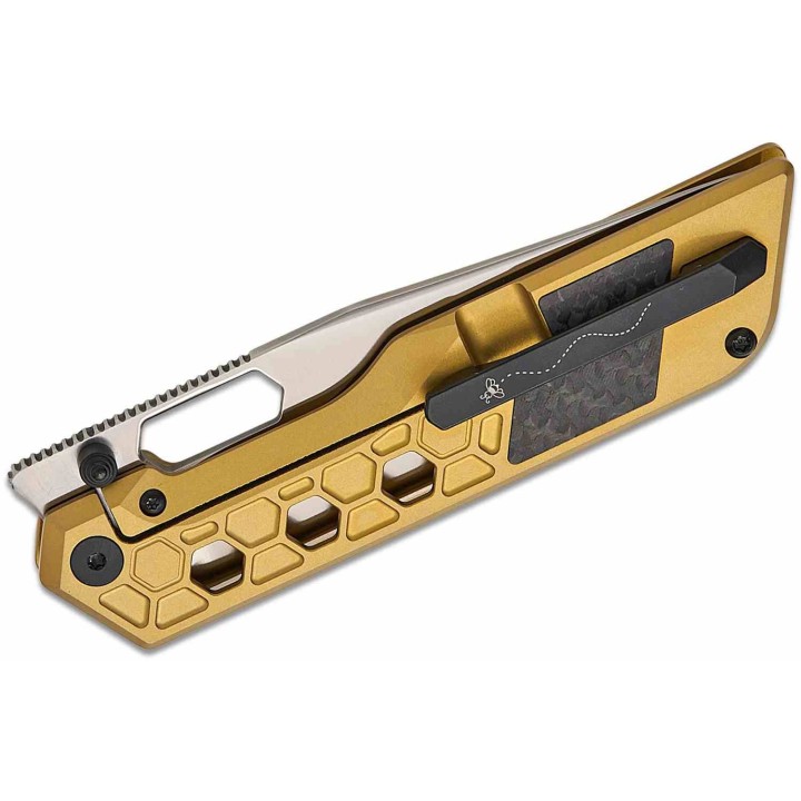 Couteau Artisan Cutlery Beest Lame Acier S35VN Manche Titane Gold/Fibre Carbone Frame Lock ATZ1878GGL - Livraison Gratuite